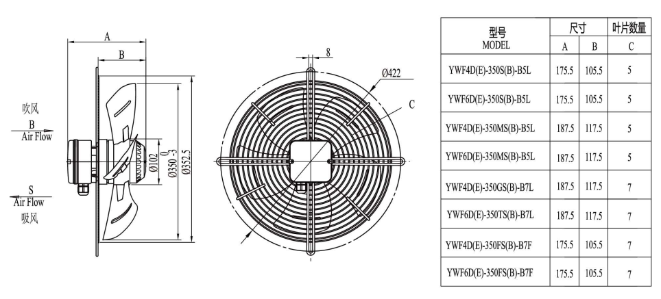 Чертеж YWF4D-350G-E7L